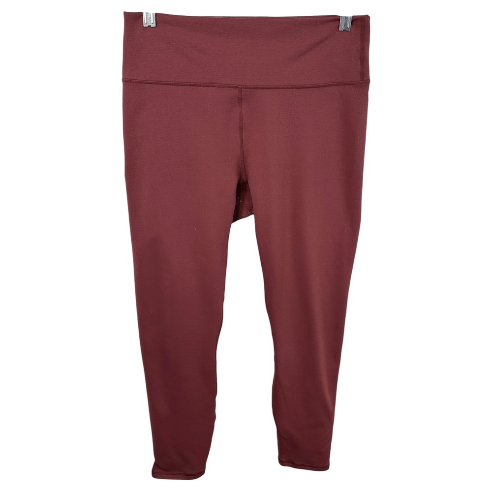 Fabletics Large PowerHold Leggings Burgundy 7/8 Solid Athleisure‎ Workout 1825